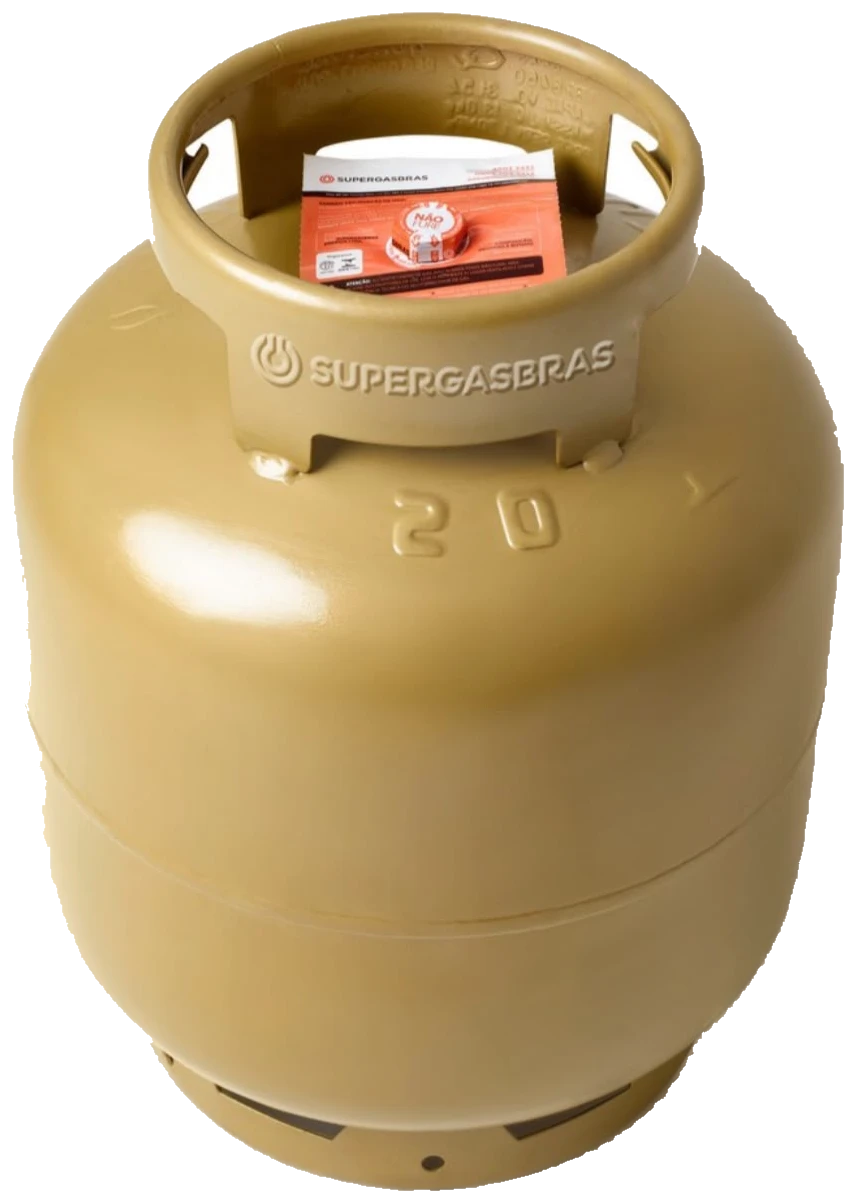 Botijão de gás de cozinha P13 Supergasbras recortado transparente
